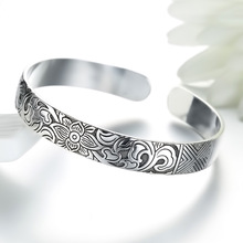 Pulseira de prata esterlina 925 estilo retrô tailandesa flor de lótus prata joias femininas sem desbotamento pulseira barata envio direto 2024 - compre barato