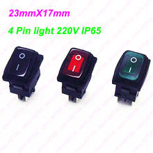 1PC KCD6 Panel Size 23 x 17 mm 4Pin Perforate ON - OFF IP65  Rocker Switch Power Switch With 220V light 2024 - buy cheap