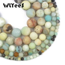 WLYeeS-Cuentas redondas de amazonita 3A, piedra Natural mate de 4, 6, 8, 10 y 12mm, abalorios sueltos para joyería, pulseras y collares DIY de 15" 2024 - compra barato