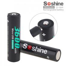 Soshine 2pcs NCR 18650 Li-ion 3.7V 13.32WH 3600mAh Rechargeable Battery with Micro USB Protected for Flashlight / Headlamp 2024 - buy cheap