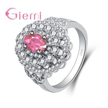 Romantic Flower Crystal Jewelry 925 Sterling Silver  Rings for Women Wedding Enaggement Silver Anel Bijoux Femme 2024 - buy cheap