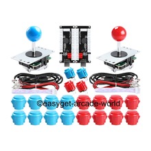 Arcade Game DIY Parts, USB MAME Cabinet DIY Parts, MAME DIY (2 USB Encoder + 2 Joystick + 20 Push Button) Color Blue +Red  Kits 2024 - buy cheap