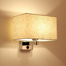 Luminária de parede de tecido com interruptor revestida anti-ferrugem para sala de estar, quarto das crianças, luzes de cabeceira, escadas corredor 2024 - compre barato