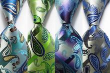Gravata caxemira masculina de seda, gravata de 9cm verde azul cinza com jacquard 100% 2024 - compre barato