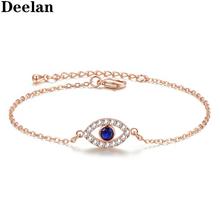 DEELAN-pulsera clásica con diseño de ojo de diablo para mujer, brazalete con circonita de cristal, Color oro rosa, estilo romántico, a la moda 2024 - compra barato