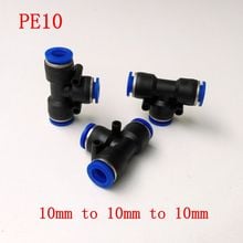 10pcs/lot  Pneumatic Air Fitting 10mm to 10mm to 10mm T Shape Quick Fitting Connector PE10 2024 - buy cheap