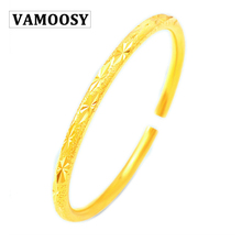 VAMOOSY BOHO Bangles gold  Jewelry Engraving 24K Gold color Jewelry Cuff Couple Pure copper Open Bracelet Women Top quality 2024 - buy cheap