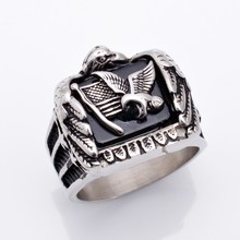 Men's Biker Stainless Steel Eagle Flag Solid Back Ring US Size 8/9/10/11/12/13/14/15 2024 - buy cheap