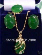 charming green pendant Necklace ring earring/set 2024 - buy cheap