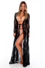 Women Sexy Long Lace Dress Sheer Gown See Through Lingerie Kimono Robe Swimsuit Cover Up DJ047 2024 - compre barato