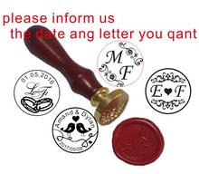 two letter design with wedding date custom wax seal stamp Wedding invitation card envelope gift sealing wax stamp wax seal 2024 - buy cheap