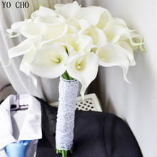 Ramo de flores artificiales de Lirio de Cala para novia, ramo de flores de PU de alta calidad, a la moda, 30 Uds. 2024 - compra barato
