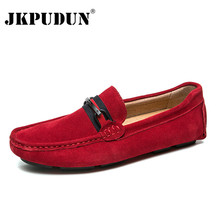 JKPUDUN Suede Leather Mens Loafers Luxury Brand Italian Men's Casual Shoes Slip On Boat Shoes For Men Moccasins Chaussure Homme 2024 - buy cheap