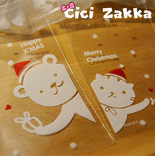 Free shipping bear cat decoration small transparent cookie bag self adhesive plastic bags candy gift packing bags supply favors 2024 - buy cheap