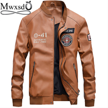 Mwxsd-chaqueta de cuero con bordado militar para hombre, abrigo ajustado de cuero para motocicleta, 5xl, 6xl, otoño 2024 - compra barato