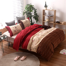 Japonês simples listras estilo azul + cinza capa de edredão conjunto cama conjunto de roupas cama define completa rainha rei tamanho vermelho 3pcs 2024 - compre barato