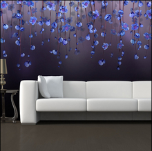 Bacaz flor de pêssego azul flor mural papel parede para o quarto sofá fundo flor 3d murais 3d adesivos 2024 - compre barato