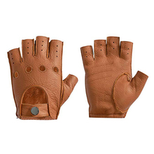 Genuine Leather High-Quality Semi-Finger Men Leather Gloves Men's Unlined Driving Fingerless Goatskin Gloves Male 2024 - buy cheap
