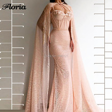 Abendkleider Long Beading Evening Dresses 12019 Arabic Couture New Flower Sleeves Prom Dress Gown Dubai Turkish Party Vestidos 2024 - buy cheap