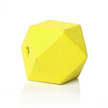 DoreenBeads Wood Spacer Beads Geometric Polyhedron Faceted Yellow About 20.0mm x 20.0mm,Hole:Approx 3.7mm-4.2mm,30 PCs from yiwu 2024 - buy cheap