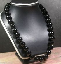ОГРОМНЫЙ 12 мм черный Агаты JADEs бисер ожерелье 20 дюймов 2024 - купить недорого