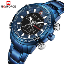 NAVIFORCE Watch Men Sport Male Full Steel Quartz Digital Clock Waterproof Watch Relogio Masculino Blue Clock Dropshipping Hour 2024 - buy cheap