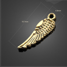High quality 20 PCS/Lot 15.7mm*4.8mm metal diy handmade gold Color single angel wings charms 2024 - buy cheap