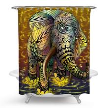 Kit de cortina de chuveiro de design abstrato boêmio com ganchos, de elefante colorido, decoração para banheiro 2024 - compre barato