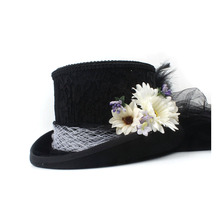 15CM Top 4 Size Black Women Wool Top Hat Bride Lady Mesh Fedpra Hat Steampunk Beaver Cosplay Party Wedding Hat 2024 - buy cheap