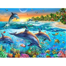5D DIY Diamond Painting Underwater World Dolphin Full Square / Round Diamond Embroidered Cross Embroidery Mosaic Decoration ZH 2024 - buy cheap