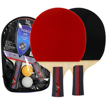 1 Set  Professional Table Tennis Bat Racket Long Short Handle Ping Pong Paddle Racket Practice Pimples In With 3 Balls Carry Bag 2024 - buy cheap