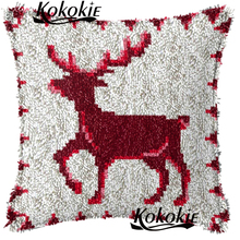 Latch hook elk pillow kits cross stitch sets sale embroidery yarn handicraft needlework Crocheting Rug Yarn Patchwork Pillowcase 2024 - buy cheap