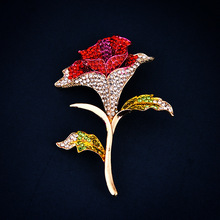 Fashion Red Poppy Flower Diamante Crystal Broach Banquet Badge Brooch Pin Breastpin Crystal Beauty for Women 2024 - buy cheap
