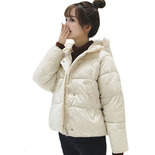Chaqueta acolchada de algodón para mujer, Parka de estilo coreano con capucha y botones, abrigo corto holgado informal, ropa de invierno, novedad de 2021 2024 - compra barato