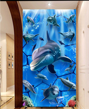 The custom 3D murals,3 d underwater world dolphin papel de parede,living room sofa TV wall bedroom wall paper 2024 - buy cheap