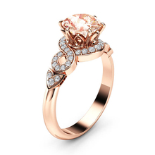 MOONROCY Cubic Zirconia CZ Crystal Rings Vintage Wedding Ring Champagne Rose Gold Color Flower for Women Girls Gift Drop Jewelry 2024 - buy cheap