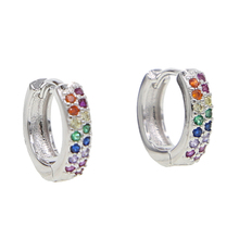 earrings 2019 fashion Jewelry Silver color Earring colorful CZ Rainbow 12mm circle hoop mini small Earring For girl women 2024 - buy cheap