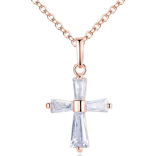 KOFSAC модное розовое золото серебро 925 ожерелья для женщин сияющая бижутерия со стразами крест ожерелье женский подарок на день рождения Аксессуары 2024 - купить недорого