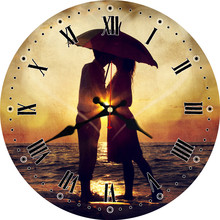 WONZOM закат пара Приморский дизайн настенные часы для домашнего декора, настенные художественные большие настенные часы, не тикающий звук, креативное украшение 2024 - купить недорого