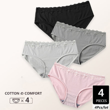 ZJX 4Pcs/Lot Cotton Panties 2019 Women Underwear Sexy Lace Briefs Breathable Women's Panty Lady Low-Waist Seamless Lingerie 2024 - buy cheap