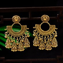 Ethnic Fashion Women Sector Gold Jhumka Earrings Indian Jewelry Ethnic Hippie Tribe Boho Bells Tassel Dangle Earrings Bijoux 2024 - buy cheap