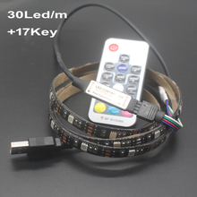 DC 5V USB LED Strip 5050 Waterproof RGB LED Light Flexible 50CM 1M 2M add 3 17 24Key Remote For TV Background Lighting 2024 - buy cheap