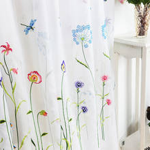 American Embroidered Sheer Curtains for Bedroom Colorful Flowers Tulle Curtains for Living Room The Kitchen Window Curtain Yarn 2024 - buy cheap