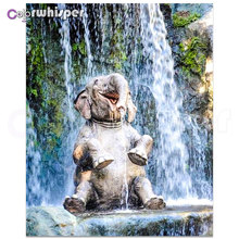 Алмазная картина 5D полный квадрат/круглый камень дрель слон купальный водопад животное Daimond Кристалл вышивка крестиком 899 2024 - купить недорого