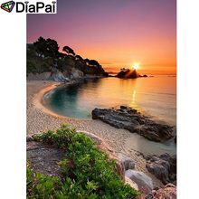 DIAPAI-pintura de diamante 100% 5D DIY "puesta de sol junto al mar", cuadrados o redondos de imitación bordado de diamantes, estilo punto de cruz 3D, decoración, A20596 2024 - compra barato