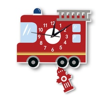 Мультфильм качели настенные часы пожарная машина шаблон кварцевый механизм украшение дома для гостиной 2024 - купить недорого