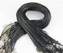 Wholesale 1.5mm Black Wax Leather Cord Necklace Rope Wax rope bracelet Chain Lobster Clasp DIY Jewelry Accessories Fast Ship 2024 - buy cheap