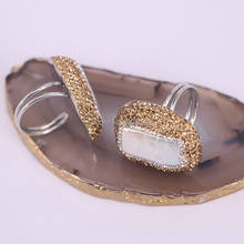 Женское кольцо с натуральным жемчугом, 5 шт., кольцо с золотым и желтым кристаллом, жемчужные кольца для пресной воды 2024 - купить недорого