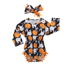 2020 Toddler Baby Girl Boy Kid Long Sleeve Outfits Pumpkin Printed Happy Halloween Ghost Bodysuits Jumpsuit 2024 - buy cheap