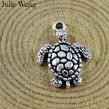 Julie Wang 20pcs Small Sea Turtle Alloy Charms Antique Silver Color Necklace Pendants Earrings Findings Jewelry Making Accessory 2024 - buy cheap